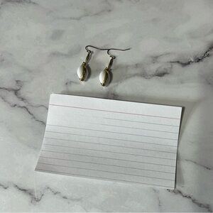 Gold and White Drop Earrings